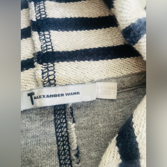 Alexander Wang Stripe French Terry Hooded Sweatshirt in Ink/Ivory XS - Picture 6 of 12